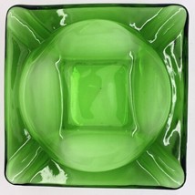 Vintage 70’s Square Ashtray  Emerald Green Heavy Glass Mcm Anchor Box - £11.07 GBP