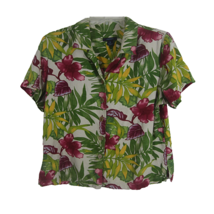 Westbound Womens Hawaiian button up shirt top floral tropical colorful rayon 14 - £15.56 GBP
