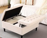 33&quot; Large Square Ottoman With Storage, Lift Top Coffee Table Upholstered... - $389.99