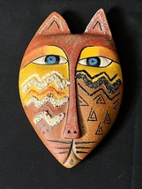 Laurel Burch Hanging Cat Head Mask Sculpture Gato Mask 6.25&quot; 2001 - $29.99