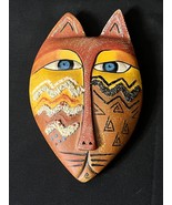Laurel Burch Hanging Cat Head Mask Sculpture Gato Mask 6.25&quot; 2001 - $41.13 CAD