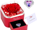 Mothers Day Gifts for Mom, Preserved Red Real Rose with Necklace, Flower... - $21.51