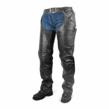 Motorcycle Leather Chaps Zip-Out Insulated Style Biker Pants Biker Apparel - £55.05 GBP+