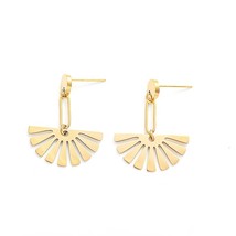 Wild&amp;Free Stainless Steel Geometric Dangle Earrings For Women High Quality Gold  - £7.67 GBP