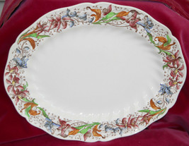 Royal Doulton Tintern D 5609 Serving Platter 11&quot; Floral Blue Green Vintage - £24.84 GBP