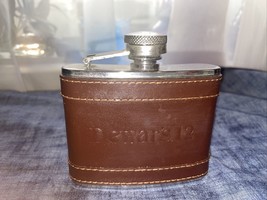 Dewar&#39;s 12 Stainless Steel &amp; Leather Whiskey Pocket Flask 4 ounce - £3.16 GBP