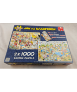 2 pk JUMBO Jan Van Haasteren 1000 pc Puzzles SEAFOOD SUPPER, CLASH OF TH... - $29.69