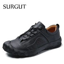 SURGUT Leather Men&#39;s Casual Shoes  Brand Men Loafers Classic Oxford Flats Breath - £60.88 GBP