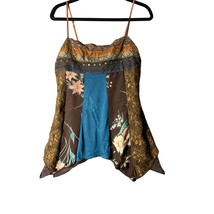 Studio Y Womens Size Medium Cami Sleeveless Tank Patchwork Lined Brown Blue Y2K - £18.19 GBP