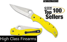 Spyderco Stretch 2 Lightweight Salt Folding Knife Plain Edge Yellow FRN ... - £112.59 GBP