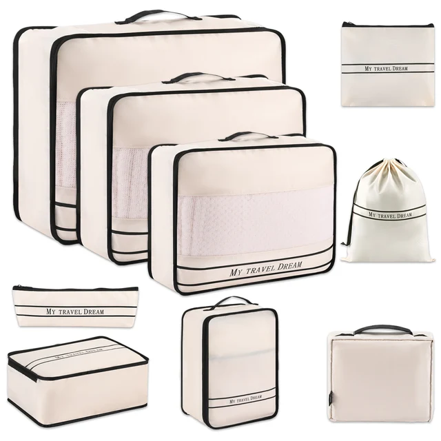 9Pcs High Quality Luggage Storage Bags For Packing Cube Clothes Underwea... - £28.32 GBP