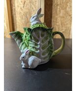Vintage Made in Taiwan Decorative Bunny In Cabbage Teapot 34 oz. - $47.52