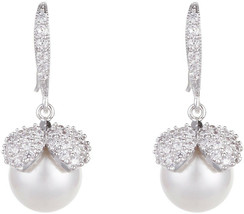 Gilrs Cubic Zirconia Genuine Dangle Shell Pearl White Drop Earrings For Women - £48.60 GBP