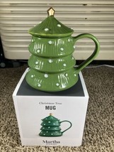 Martha Stewart Ceramic Christmas Tree Mug 2-Piece w Lid - £19.97 GBP