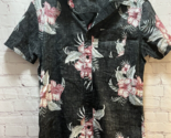 Hang Ten Shirt Men Medium M Black Hawaiian Button Front Pink hibiscus fl... - £11.64 GBP