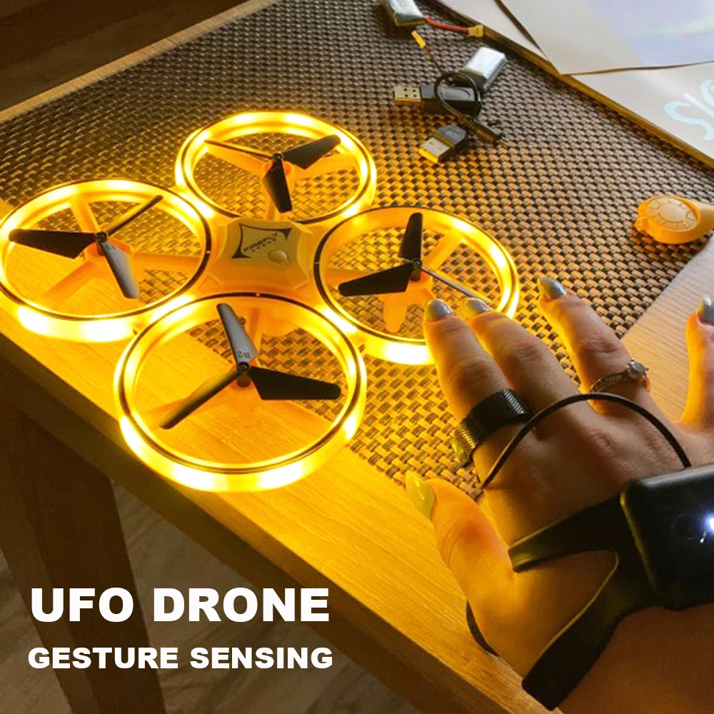 UFO RC Mini Quadcopter Induction Drone Smart Watch Remote Sensing Gestu - £11.46 GBP+