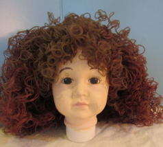Vintage PORCELAIN/CERAMIC Head Parts 6&quot; Brown EYES/BROWN Red Curly Wig - £21.64 GBP