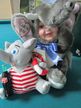 Geppeddo Aaron Cuddle Kid And Coca Cola Plush Elephant 2 Pcs Original - £43.84 GBP