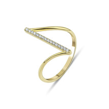 Flat Bar Diamond Ring , Dainty Ring , 14K Solid Gold Bar Diamond Ring - £238.93 GBP