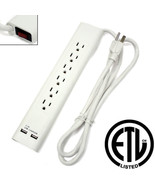 6 Outlet 2 USB 2.4A Port Slim Power Strip Surge Protector ETL Listed Fas... - €13,66 EUR