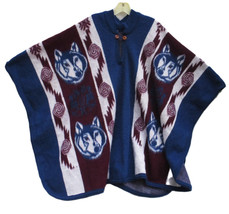 Quichua Creations Poncho Handknit in Ecuador Native Style Wool Husky Sled Dog - £64.09 GBP