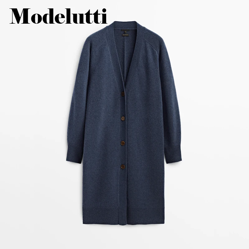 Modelutti  New Spring Autumn  Knit Solid Color Long  Buttons Cardigan Coat Simpl - £191.46 GBP