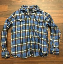 Lucky Brand Mens Small Blue Plaid Long Sleeve Button Front Shirt - $18.72