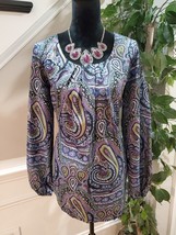Liz Claiborne Women Multicolor Polyester Round Neck Long Sleeve Top Blouse Small - £20.15 GBP