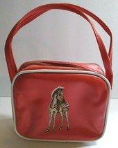 Childs Zebra Vintage Handbag Vinyl Strap Purse Bag Vintage NOS Red Retro Fashion - £24.98 GBP