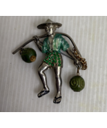 Vintage Louis C. Mark Rice Weiner Enamel Chinese Water Carrier Brooch - $93.25 CAD