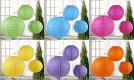 Hanging Paper Lanterns Set of 18  Iron Frame Party Decorations 6 Colors 3 Sizes