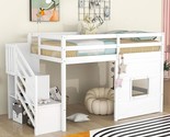 Twin Size Low Loft Bed For Kids,Twin Loft Bed With Storage Staircase And... - $657.99