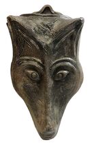 Signed Ceramic Figural Animal Wolf Dog Wall Pocket Vase Hanging Planter ... - $79.94