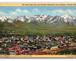 Airplane View Salt Lake City Utah UT UNP Linen Postcard N18 - $2.92