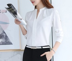 Spring Oversized Chiffon Blouse Women 2021 Long Sleeve O-neck White Shirt Women  - £37.80 GBP