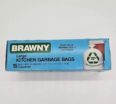 Vintage BRAWNY Large Kitchen Garbage Bags Trash 13gal 15 Count W/Price Recycled - $22.79