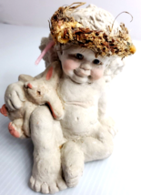 Dreamsicles Cherub Angel holding bunny Rabbit Cast Art Kristin Signed - £4.71 GBP