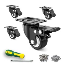 Set of 4 Heavy Duty Swivel Caster Wheels w/ Brake &amp; Screws--FREE SHIPPING! - £23.64 GBP