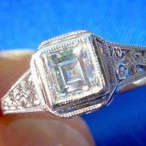 Earth mined Diamond Deco Engagement Ring Vintage Carre cut Platinum Solitaire 6 - $104,918.78 MXN
