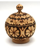 Vtg Handmade and Designed Wooden Etched Burned Trinket Bowl Dish - $34.04 CAD