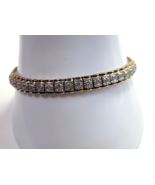 925 Sterling Silver Vermeil Diamond Tennis Bracelet 7.5&quot; - $102.33 CAD