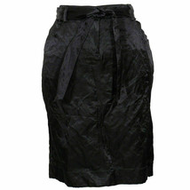 EILEEN FISHER Graphite Gray Cotton Steel Satin Tie Waist Pencil Skirt 4 - £102.21 GBP