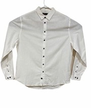 Castro Men State of Mind Men&#39;s Slim Fit White Linen Button Front L/S Shirt XL - £12.64 GBP