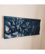Gallery-Grade 3D Wood Wall Art | Handcrafted Abstract Panel in Sapphire ... - $108.99