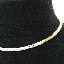 Monet Signed chocker necklace Brick Chain White Enamel hook clasp 16 &quot; - £11.06 GBP