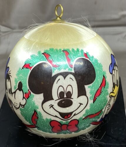 Disney 1977 Merry Christmas Mickey Mouse Donald Duck Goofy Satin Ornament - £6.03 GBP