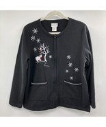 BonWorth Fleece Shirt Womens SP Petite Zip Front Holiday Used - £12.49 GBP