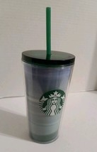 Starbucks Green And Blue Multicolor Tumbler 16 oz Travel Cup Lid Straw - $9.00