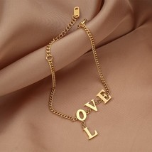 2020 New Love Letter Pendant Women&#39;s Stainless Steel Gold Plated Aesthetic Girl  - £9.68 GBP