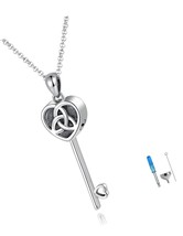 Celtic Key Pendant Necklace Holds Cremation Ashes of One - £103.49 GBP